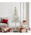 vidaXL Christmas Tree with 300 LEDs White 180 cm PE and Steel — Model: with leds &silver balls
