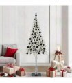 vidaXL Christmas Tree with 300 LEDs White 180 cm PE and Steel — Model: with leds &black balls
