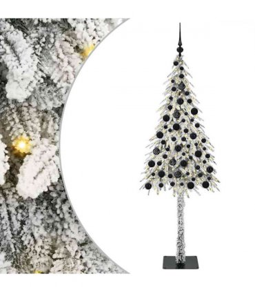 vidaXL Christmas Tree with 300 LEDs White 180 cm PE and Steel — Model: with leds &black balls