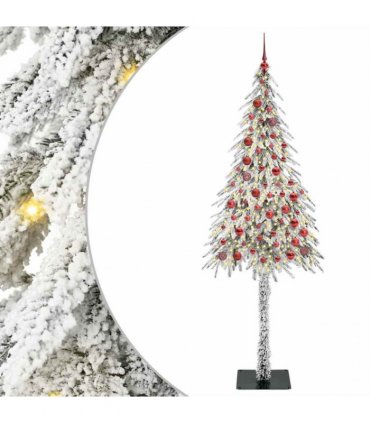 vidaXL Christmas Tree with 300 LEDs White 210 cm PE and Steel — Model: with leds &red balls
