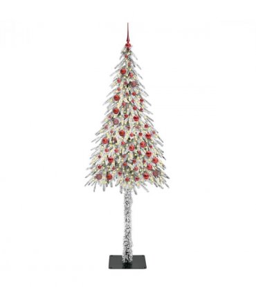 vidaXL Christmas Tree with 300 LEDs White 210 cm PE and Steel — Model: with leds &red balls