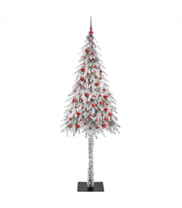 vidaXL Christmas Tree with 300 LEDs White 210 cm PE and Steel — Model: with leds &red balls