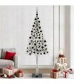 vidaXL Christmas Tree with 300 LEDs White 210 cm PE and Steel — Model: with leds &black balls