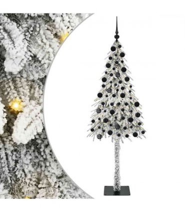vidaXL Christmas Tree with 300 LEDs White 210 cm PE and Steel — Model: with leds &black balls