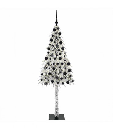 vidaXL Christmas Tree with 300 LEDs White 210 cm PE and Steel — Model: with leds &black balls