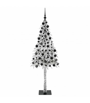 vidaXL Christmas Tree with 300 LEDs White 210 cm PE and Steel — Model: with leds &black balls