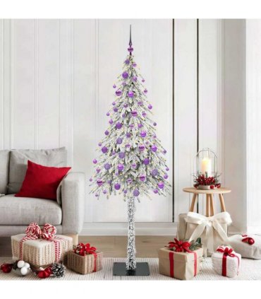 vidaXL Christmas Tree with 300 LEDs White 180 cm PE and Steel — Model: with leds &lilac balls