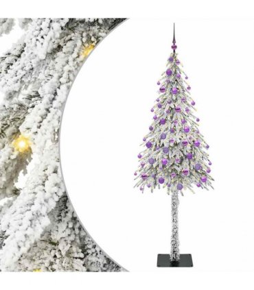 vidaXL Christmas Tree with 300 LEDs White 180 cm PE and Steel — Model: with leds &lilac balls