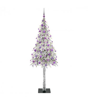 vidaXL Christmas Tree with 300 LEDs White 180 cm PE and Steel — Model: with leds &lilac balls