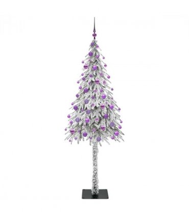 vidaXL Christmas Tree with 300 LEDs White 180 cm PE and Steel — Model: with leds &lilac balls