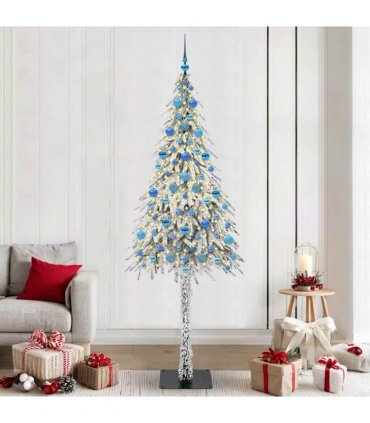vidaXL Christmas Tree with 300 LEDs White 210 cm PE and Steel — Model: with leds &blue balls