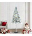 vidaXL Christmas Tree with 300 LEDs White 210 cm PE and Steel — Model: with leds &blue balls