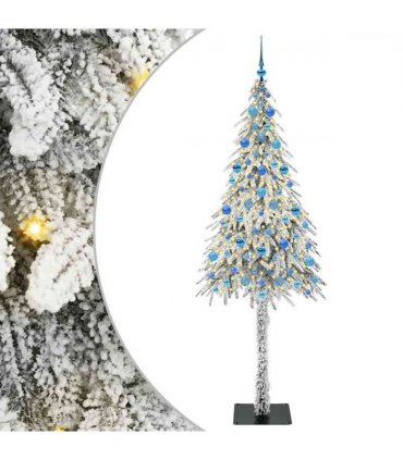vidaXL Christmas Tree with 300 LEDs White 210 cm PE and Steel — Model: with leds &blue balls