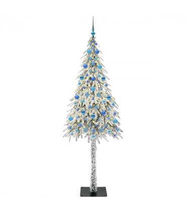vidaXL Christmas Tree with 300 LEDs White 210 cm PE and Steel — Model: with leds &blue balls