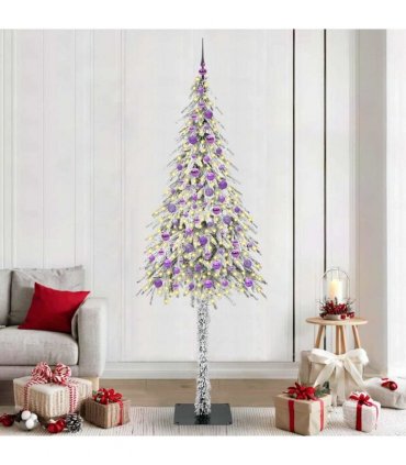 vidaXL Christmas Tree with 300 LEDs White 210 cm PE and Steel — Model: with leds &lilac balls