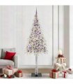 vidaXL Christmas Tree with 300 LEDs White 210 cm PE and Steel — Model: with leds &lilac balls