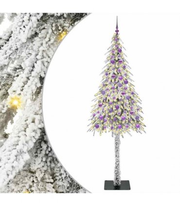vidaXL Christmas Tree with 300 LEDs White 210 cm PE and Steel — Model: with leds &lilac balls