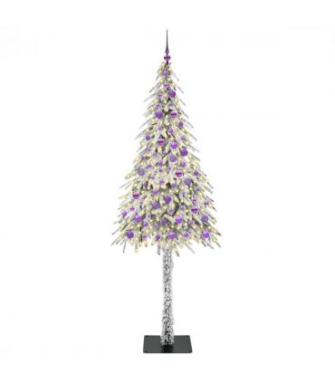 vidaXL Christmas Tree with 300 LEDs White 210 cm PE and Steel — Model: with leds &lilac balls