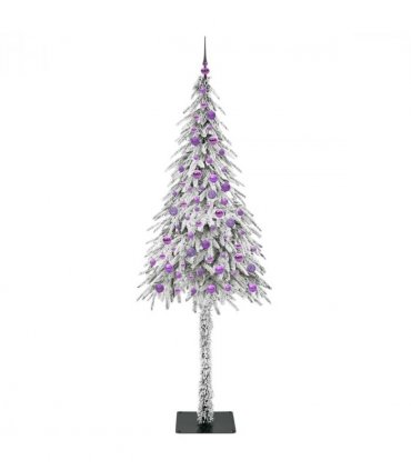 vidaXL Christmas Tree with 300 LEDs White 210 cm PE and Steel — Model: with leds &lilac balls