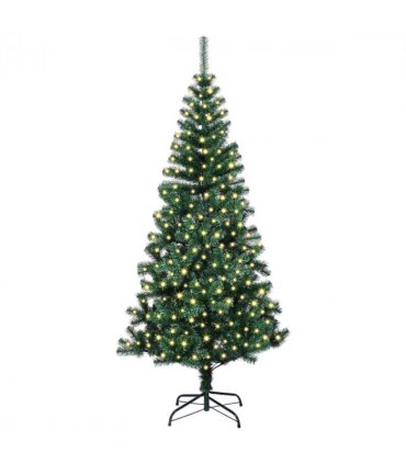 vidaXL Artificial Pre-lit Christmas Tree Green 180 cm PVC and Metal — Model: with leds