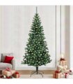 vidaXL Artificial Pre-lit Christmas Tree Green 240 cm PVC and Metal — Model: with leds