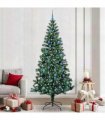 vidaXL Artificial Pre-lit Christmas Tree Green 240 cm PVC and Metal — Model: with leds &blue balls