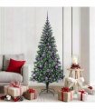 vidaXL Artificial Pre-lit Christmas Tree Green 180 cm PVC and Metal — Model: with leds &lilac balls