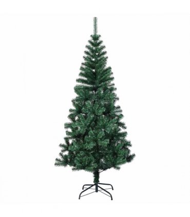 vidaXL Artificial Pre-lit Christmas Tree Green 180 cm PVC and Metal — Model: with leds &blue balls