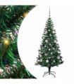vidaXL Artificial Pre-lit Christmas Tree Green 150 cm PVC and Metal — Model: with leds &pink balls