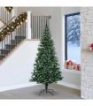 vidaXL Artificial Pre-lit Christmas Tree Green 240 cm PVC and Metal — Model: with leds &black balls