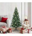 vidaXL Artificial Pre-lit Christmas Tree Green 150 cm PVC and Metal — Model: with leds &gold balls