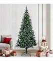 vidaXL Artificial Pre-lit Christmas Tree Green 240 cm PVC and Metal — Model: with leds &lilac balls