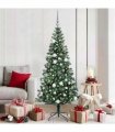 vidaXL Artificial Pre-lit Christmas Tree Green 180 cm PVC and Metal — Model: with leds &white/grey balls
