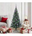 vidaXL Artificial Pre-lit Christmas Tree Green 150 cm PVC and Metal — Model: with leds &lilac balls