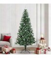vidaXL Artificial Pre-lit Christmas Tree Green 240 cm PVC and Metal — Model: with leds &silver balls