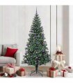 vidaXL Artificial Pre-lit Christmas Tree Green 210 cm PVC and Metal — Model: with leds &lilac balls