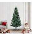 vidaXL Artificial Pre-lit Christmas Tree Green 210 cm PVC and Metal — Model: with leds &black balls