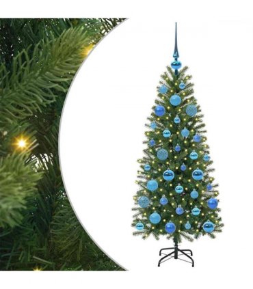 vidaXL Artificial Christmas Tree with 150 LEDs Green 120 cm PE and PVC — Model: with LEDs &blue balls