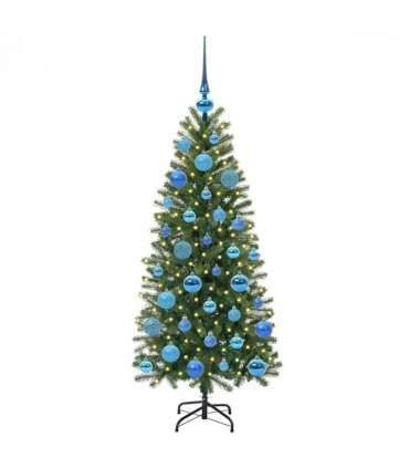 vidaXL Artificial Christmas Tree with 150 LEDs Green 120 cm PE and PVC — Model: with LEDs &blue balls