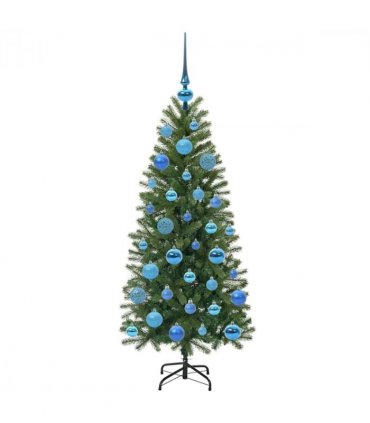 vidaXL Artificial Christmas Tree with 150 LEDs Green 120 cm PE and PVC — Model: with LEDs &blue balls