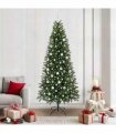vidaXL Artificial Christmas Tree with 300 LEDs Green 210 cm PE and PVC — Model: with LEDs &silver balls