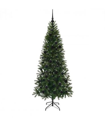 vidaXL Artificial Christmas Tree with 300 LEDs Green 180 cm PE and PVC — Model: with LEDs &black balls