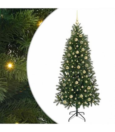vidaXL Artificial Christmas Tree with 300 LEDs Green 180 cm PE and PVC — Model: with LEDs &gold balls
