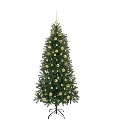 vidaXL Artificial Christmas Tree with 300 LEDs Green 180 cm PE and PVC — Model: with LEDs &gold balls