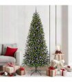 vidaXL Artificial Christmas Tree with 300 LEDs Green 210 cm PE and PVC — Model: with LEDs &lilac balls