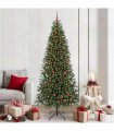 vidaXL Artificial Christmas Tree with 300 LEDs Green 210 cm PE and PVC — Model: with LEDs &red balls