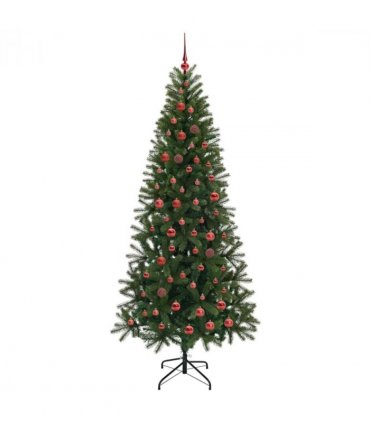vidaXL Artificial Christmas Tree with 300 LEDs Green 210 cm PE and PVC — Model: with LEDs &red balls