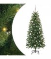 vidaXL Artificial Christmas Tree with 150 LEDs Green 150 cm PE and PVC — Model: with LEDs &pink balls