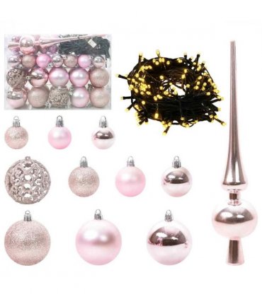 vidaXL Artificial Christmas Tree with 150 LEDs Green 150 cm PE and PVC — Model: with LEDs &pink balls