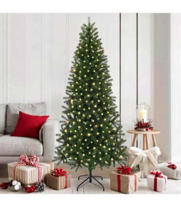 vidaXL Artificial Christmas Tree with 300 LEDs Green 180 cm PE and PVC — Model: with LEDs